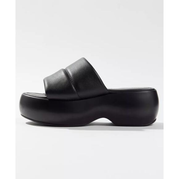 Seychelles Womens Black Leather Sandal Puffy Platform Slides Made in Italy Sz 10 - Picture 2 of 9